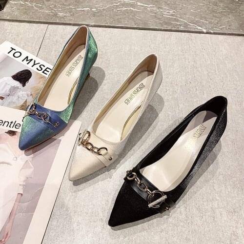 Elegante salto alto senhoras concisa sólida couro de vaca apontou toe sapatos femininos festa artesanal primavera bombas feminin