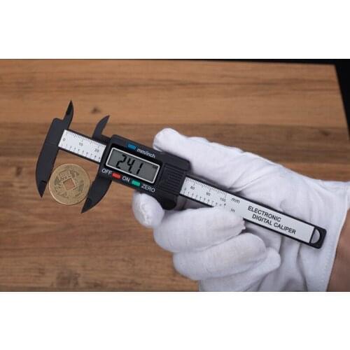 4inch Electronic Vernier Caliper 100mm Digital LCD Carbon Fiber Micrometer Measuring Tool Plastic Caliper Gauge Micrometer Ruler