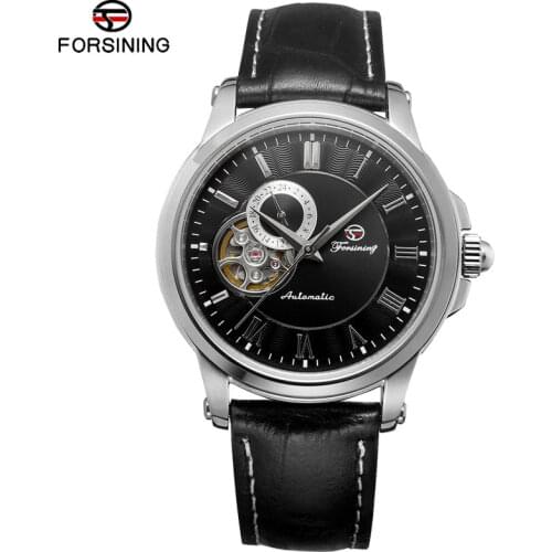 FORSINING Luxury Fashion Mens Watches Genuine Leather Top Brand Skeleton Design Auto Mechanical High Quality Men Watch