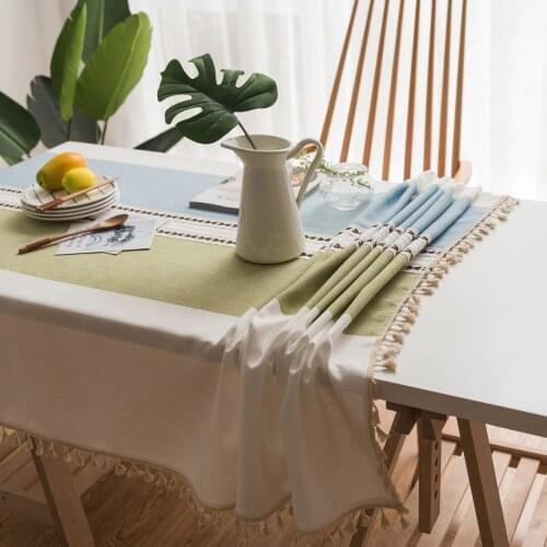 Art style print Table Cloth Cotton Linen Wrinkle Free Anti-Fading Tablecloths Washable Table Cover for Kitchen Dinning Party