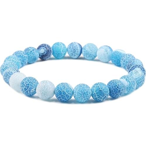 Classic Unisex Natural Weathered Stone Bracelet Handmade Color Green Purple Beads Elastic Rope Bracelets Charm Women Men Jewelry