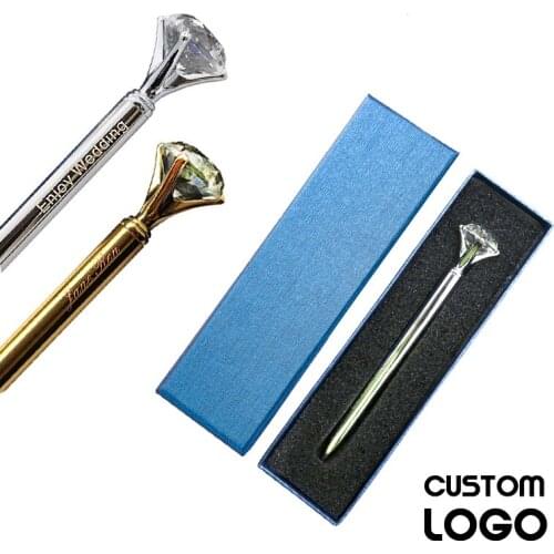 Customized Gel Pen Writing Pen Engraving Name Logo Big Diamond Ballpoint Pen Custom Made Gift Birthday Party Gift School Supply