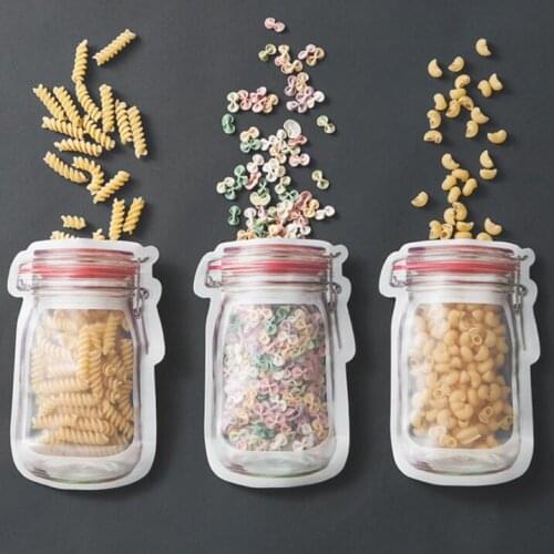 Reusable mason jar bottles bags nuts candy cookies Bottles Bags Nuts Candy Cookies Bag Seal Fresh Food Storage Bag Snacks