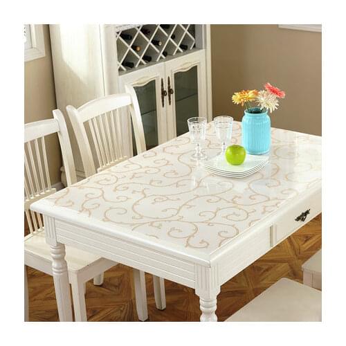 New Arrive Table Cover 1.00mm Soft Glass Transparent PVC Tablecloth Kitchen Table cloth With Pattern Party Supplies