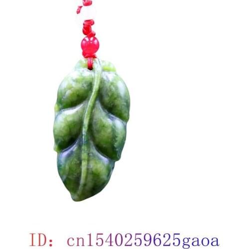 Jade Leaf Pendant Jewelry Necklace Gemstone Amulet Fashion Women Carved Accessories Chinese Natural Charm Gifts