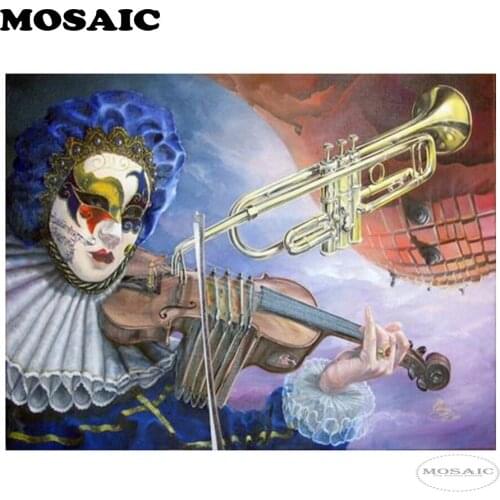 Full square Diamond Painting Cross Stitch Kit,3D Square Diamond Embroidery, Mosaic Patterns Needlework Skull music home decor