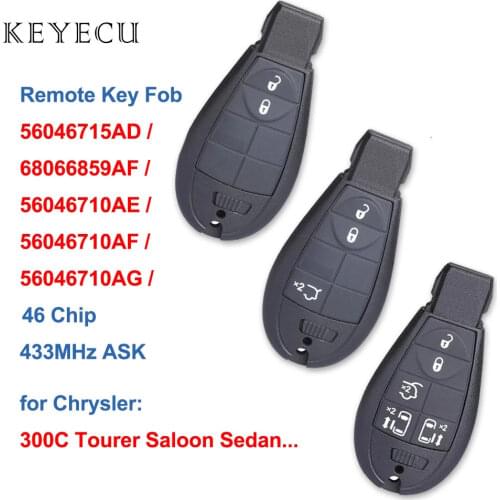 Keyecu Remote Key Fob 433MHz ID46 Chip for Chrysler Grand Voyager 300C 56046715AD 68066859AF 56046710AE 56046710AF 56046710AG