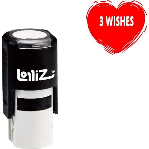 LolliZ 3 WISHES Self-Inking Rubber Stamp - Inky Conversation Heart Series