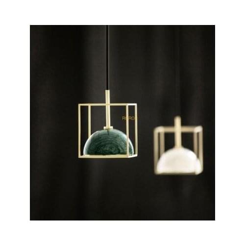 Postmodern light luxury copper art Chinese small chandelier Nordic restaurant lamp personality marble bedroom bedside chandelier