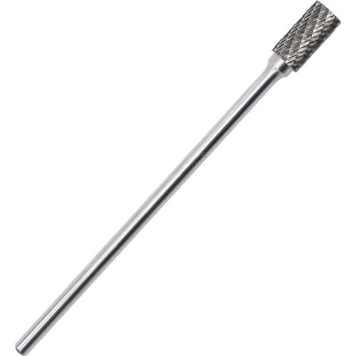 SA-5L6 Tungsten Carbide Burr Lengthened Rotary File Cylindrical Shape Double Cut for Die Grinder Drill Bits 1/4'' Inch Diameter