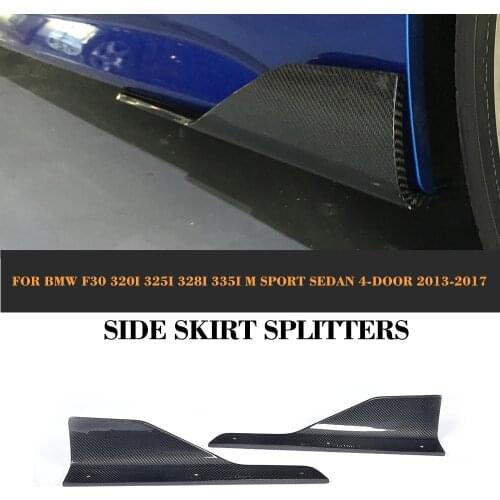 3 Series Carbon Fiber Car Side Skirts Splitters Apron Flaps for BMW F30 M Sport Sedan 4 Door Only 12-17 320i 325i 328i 335i 2PC
