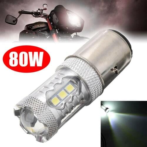 H6 80W BA20D LED 6000K Motorcycle Scooter ATV Main High Low Beam Headlight Bulb White HeadLamp