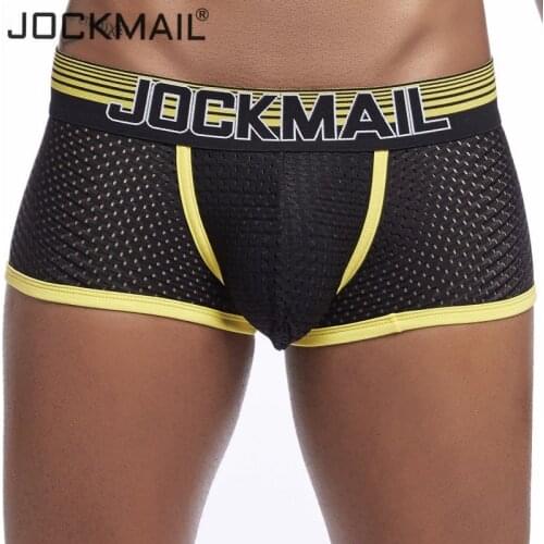 JOCKMAIL New Sexy Men Underwear Boxer Breathable Mesh boxershorts men Male Underpants cueca Gay penis Man Panties Mens Trunks