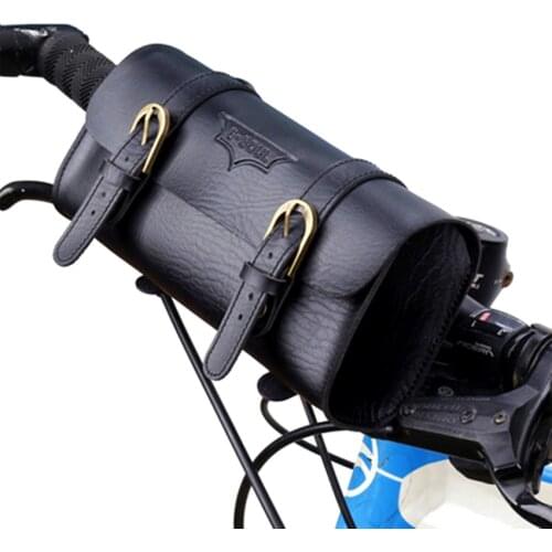Cycling Front Bags PU Leather Stylish Cycling Bag Bicycle Handlebar Bag Bicycle Accessories Vintage Top Tube Pouch MTB Bike Bags