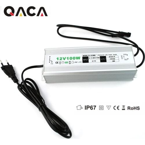Output DC 12V 100W Waterproof IP67 LED Driver Outdoor Use AC Converter Adapter Power Supply for LED Lighting Transformer