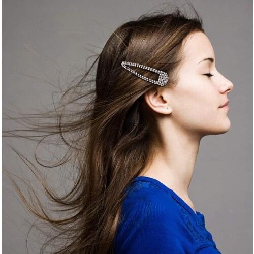 6 Pcs 3 Inch Rhinestone Snap Hair Clips Metal Hair Clips for Women Girls Wedding Hair Accessories (Black, Silver, Gold)