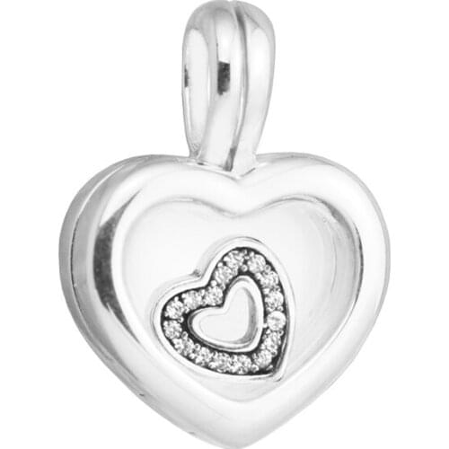 Floating Heart Locket Charm Woman DIY Bracelets Beads For Jewelry Making Original 925 sterling silver Jewelry Wholesale