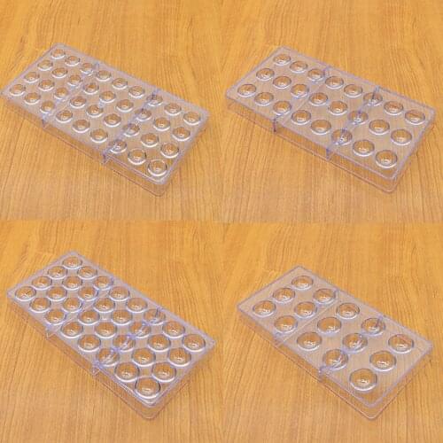 1PC 18/24/32/36 Cavities Halfsphere Shaped Hard Polycarbonate Chocolate Mould PC Candy Pasta Tool Injection PC Cake Mold QA 253