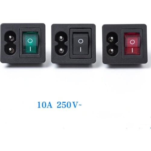 1PC AC 2.5A 250V IEC320 C8 Power Cord Inlet Socket receptacle ON-OFF Light/NO Light Rocker Switch for Computer Amplifier CZYC