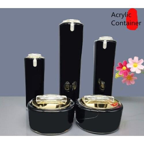 10pcs High Quality Light Black Gold Acrylic Cream Jar Cosmetic Bottle Container Jar Acrylic Lotion Pump Bottle 30g 50g 30ml 50ml