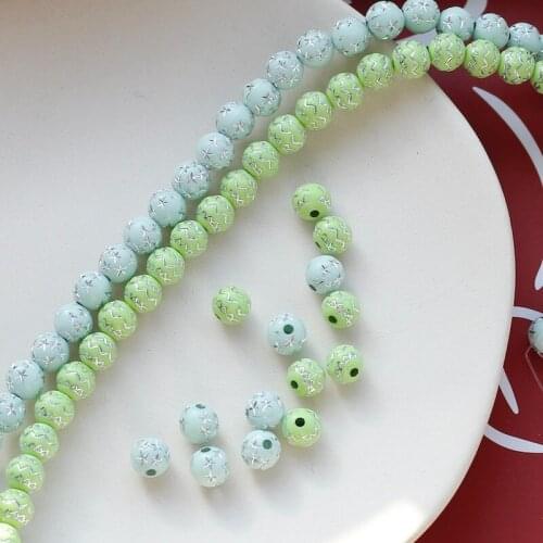 Retro Childlike Acrylic Drawing Silver Round Beads DIY Hand-made Earrings Resin Accessories Hairpin Jewelry Material