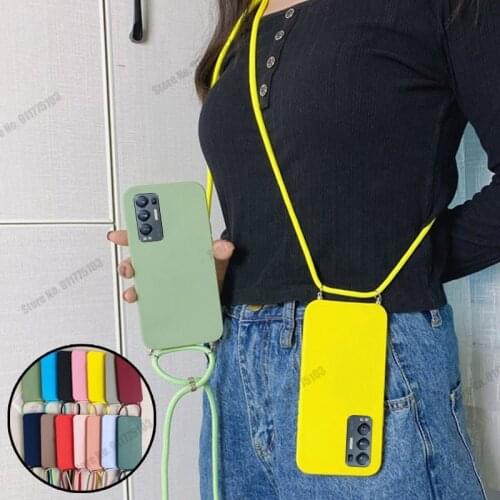 Case For Oppo Find X3 Lite Pro Soft TPU Protective Phone Case For Find X2 X3 Neo Crossbody Lanyard Neck Strap Rope Cord Cover