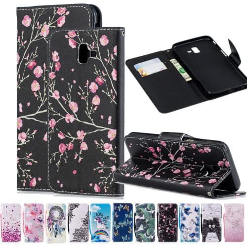 Magnetic Patterned Flip PU Leather Case Cover sFor Samsung J4 J6 J8 J2 Pro J3 2018 Wallet Phone Cover Capa For J6 Plus J510 J7