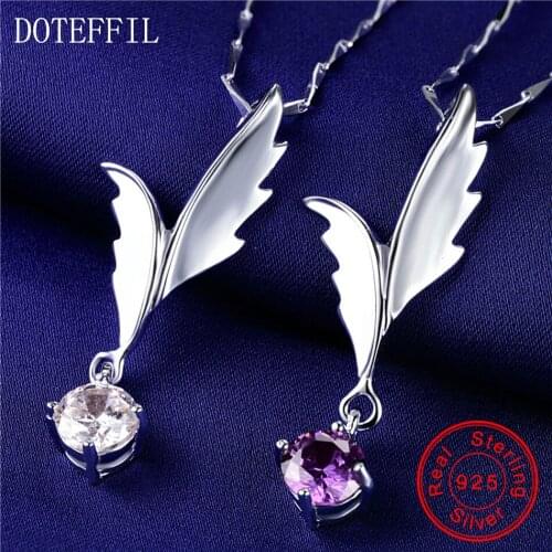 Two Colors 925 Sterling Silver Necklace Women Fashion 6mm Zircon Pendant Necklace High Quality Charm Silver Jewelry