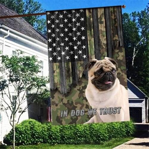 Fuuny Pug Dog Flag 3D Full Printing Garden Flags Hanging House Decoration Double-sided Printing