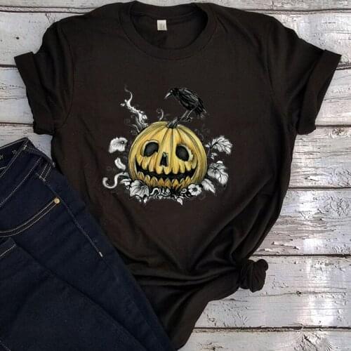Lantern Halloween Oversized T Shirt Plus Fashion Halloween Black Crow Tshirt Women Vintage Graphic Tees Skull Tee M