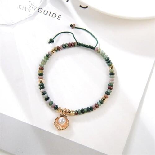 Exquisite Small Bracelet India Agates 2x4mm Abacus Beads Shell Rope Chain Charm for Women Bangle Yoga Jewelry Gifts 7.5inch Y950