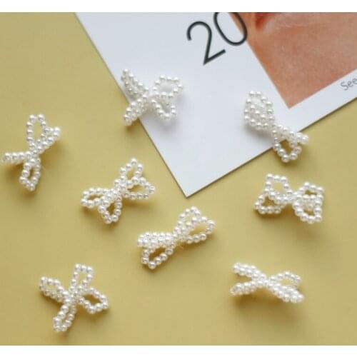 Exquisite and bright imitation pearl bowknot cute earrings diy jewelry pendant hairpin accessories earring material