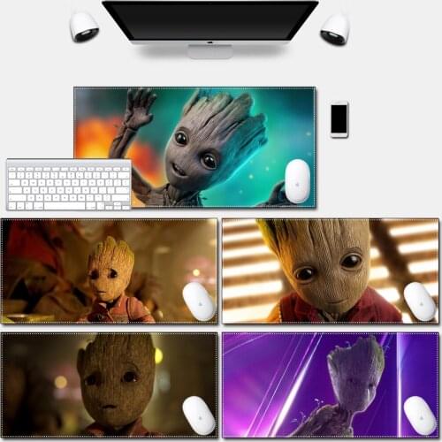Computer Mousepad Play Mat with Locking Edge High Quality Durable Rocket Raccoon Baby Groot