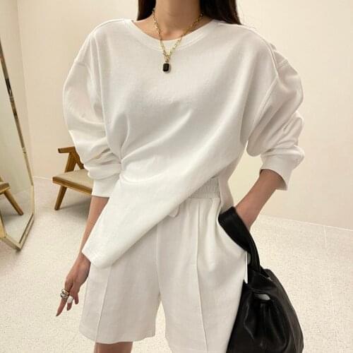 Summer Cotton Tracksuit Women Loose Two Piece Sets Casual Tops+High Waist Short Pants Sweatpant 2 Piece Outfits