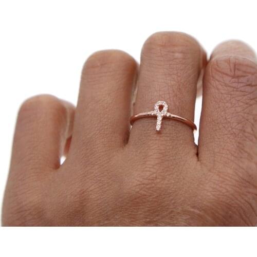 Trendy Moon rose gold Egyptian Ankh LUCKY Rings Fashion 925 silver Rings Vintage Ring For Women wedding eternity love Gift 2019
