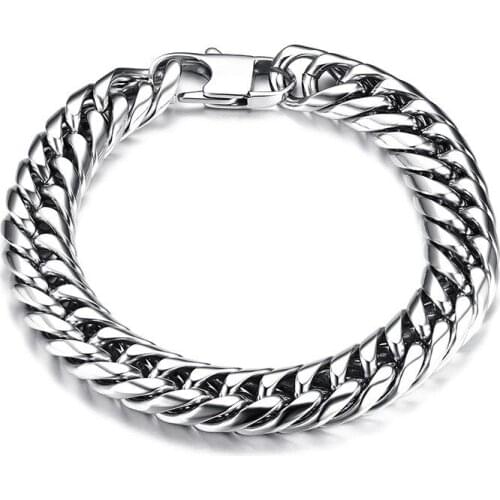 POTCET Mens Stainless Steel Titanium Steel Bracelet Cuban Chain Geometric Fashion Retro Hip Hop Party Jewelry