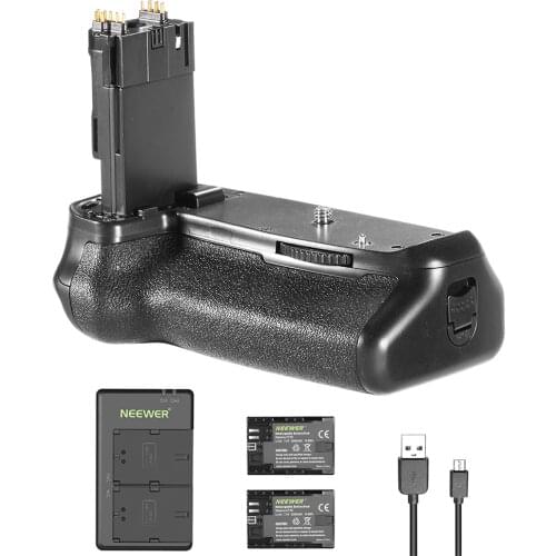 Neewer Battery Grip Holder (Replacement Grip for Canon BG-E14) and 2 Pieces 2000mAh LP-E6 LP-E6N Replacement Battery