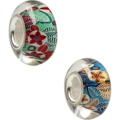 2018 New 925 Sterling Silver Sticker Flower Light Murano Glass Beads Charms DIY Fit For European Original Bracelets And Necklace