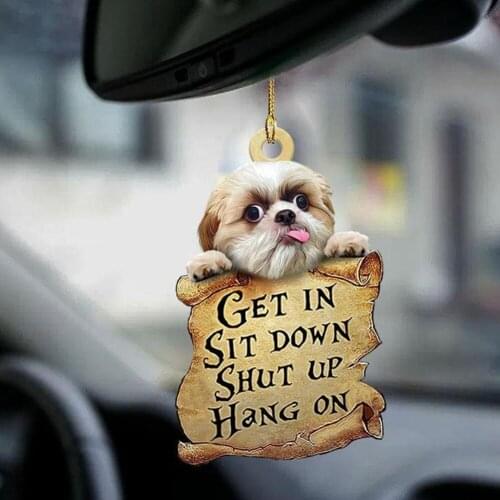 Car Dog Pendant Cute Double-sided Puppy Car Key Backpack Key Chain Decoration Pendant Hanging Pendant Car Accessories