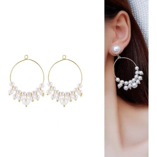 2020New 60Pcs Round Pearl Tassel alloy button for DIY Jewelry earring or necklace Pendants accessories BY12