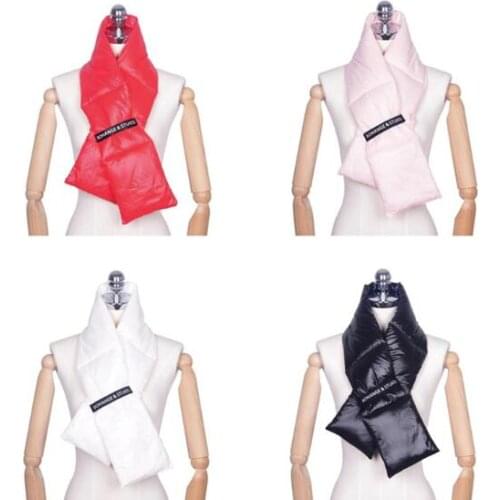 Newest Down Scarf Women Men Neck Snood Ring Scarf Eiderdown Thick Warm Fall Winter Cross-tie Solid Inflatable Scarves