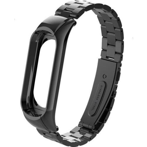 Strap Xiaomi Mi band 4 3 Replacement Band 16-22CM Double Elastic Buckle Stainless Steel Metal Wrist Wristband Watchband Bracelet