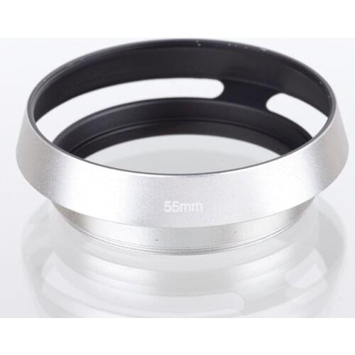 Silver 55mm Camera Lens Hood Metal Vented Screw-in Lente Protect For Canon Nikon Sony Leica Olympus Pentax