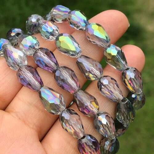 5X7MM Green Multicolor Austria Teardrop Crystal Loose Faceted Drop Briolette Glass Beads For Jewelry Making Craft Diy Earrings