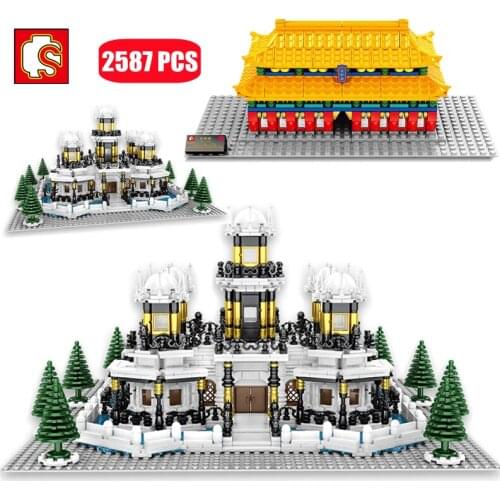 SEMBO Forbidden City Chinese Ancient Architecture Castle Palace Model Building Blocks Constructor Street View Bricks Kids Toys