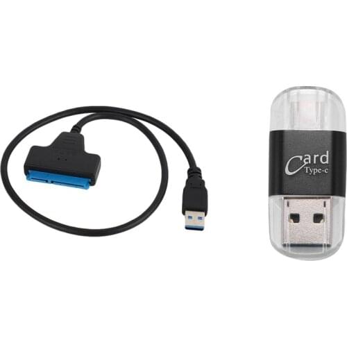 USB 3.0 to SATA III Adapter and Cable & Card Reader Aluminum USB Type C OTG Micro-SD/TF External Memory Card Reader