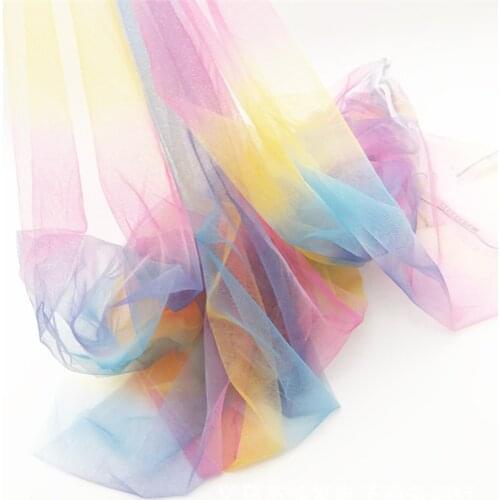 1m Rainbow Printed Sequins Fabric Gradient Tulle for Baby Shower Tutu Skirt Princess Dress Wedding Party Decorations Table Dress