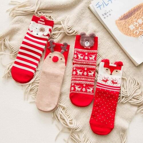 1 Pair Xmas Baby Socks Casual Winter Christmas Socks Animal Cartoon Pattern Sock Cotton Keep Warm Female Sock Christmas Gifts