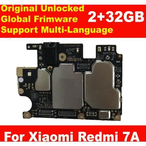 100% Original Tested Working Mainboard Motherboard For Xiaomi Redmi 7A 7 A 2GB RAM 32GB ROM Circuits Card Fee Flex Cable
