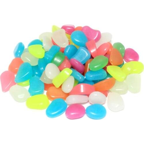 100pcs Colour Luminous Stone Artificial Pebble Resin For Fish Tank Aquarium Garden Bonsai Decoration Light Emitting Color Random